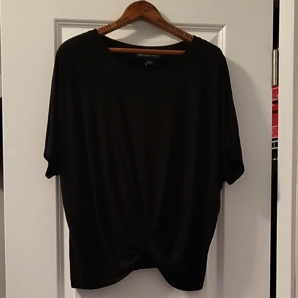 Joan Vass Black Tie Front Relaxed Blouse - Picture 1 of 6